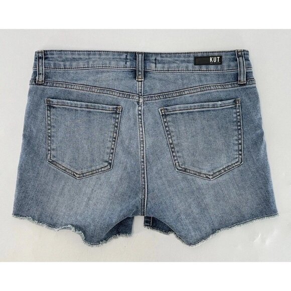 KUT FROM THE KLOTH GIDGET FRAY Womens STRETCH Denim Shorts Sz 6 Preppy - Picture 2 of 8